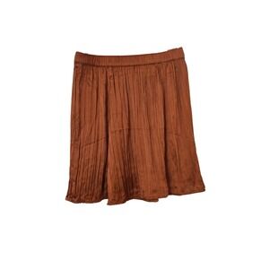 Ann Taylor Loft Outlet Slip On Plisse Pleated Skirt Rust Brown Size S NWT $60